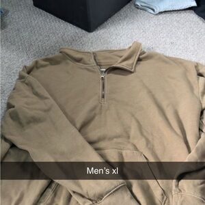 Men's Tan Half-Zip Sweater